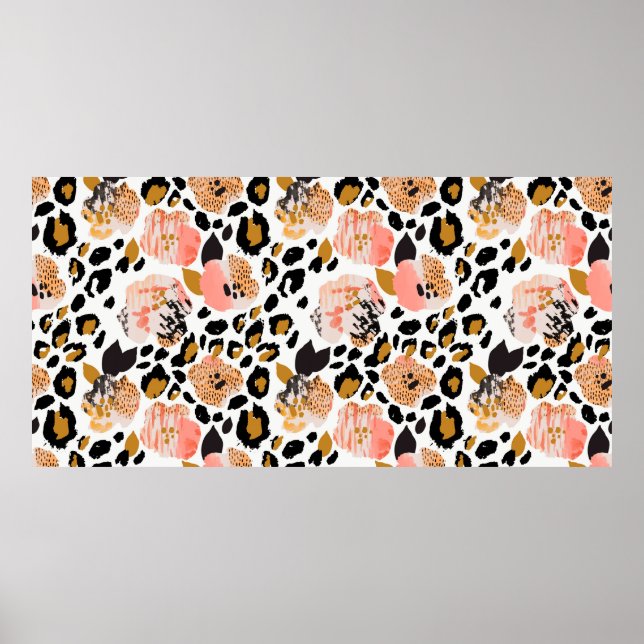 Abstrakte nahtlose Blumenmuster: Blume mit Zeb Poster (Vorne)