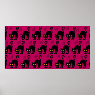 Abstrakte nahtlose Halbkugel zwischen Katzenmuster Poster