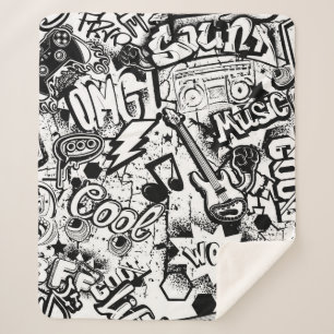 Abstrakte nahtlose Schwarzweiß-Comicen Graffiti  Sherpadecke