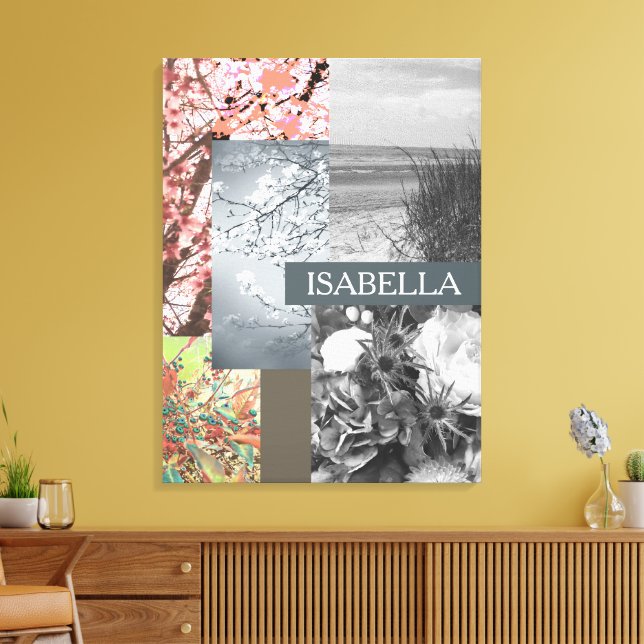 Abstrakte Natur in Collage Individuelle Name und T Leinwanddruck (Insitu (Wohnzimmer))