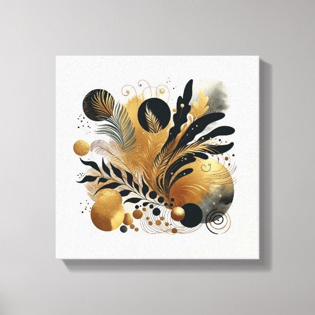 Abstrakte Natur in Gold und Schwarz Leinwanddruck (Vorderseite)