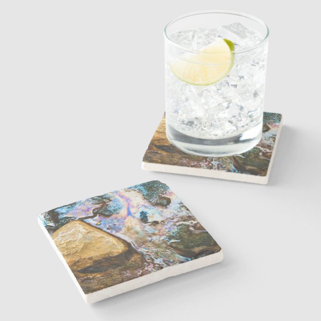 abstrakte Natur Wasserstein Untersetzer (Seitenansicht)