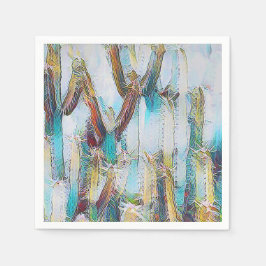 Abstrakte Naturkaktus in Aqua Blues Entdeckungsrei Serviette
