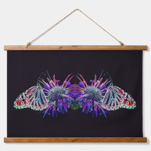 Abstrakte Naturkunst mit elektrischem Schmetterlin Wandteppich Mit Holzrahmen