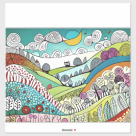 Abstrakte Naturlandschaft Kunst-Doodle der Landsch Aufkleber