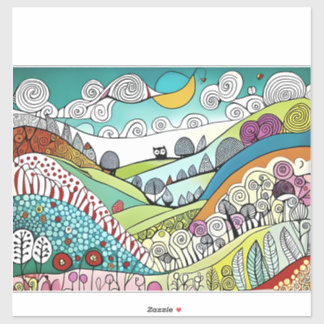 Abstrakte Naturlandschaft Kunst-Doodle der Landsch Aufkleber