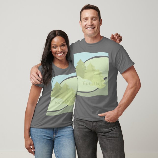 Abstrakte Naturlandschaft mit Tannen und Himmel T-Shirt (Unisex)