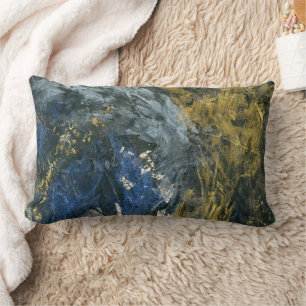 Abstrakte Navy Blue Black Gold Lendenkissen