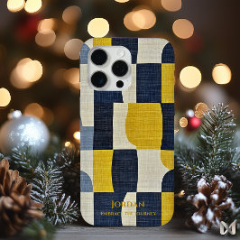 Abstrakte Navy- und Senfgelb-Kurven – Minimalistis Case-Mate iPhone Hülle