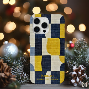 Abstrakte Navy- und Senfgelb-Kurven – Minimalistis Case-Mate iPhone Hülle