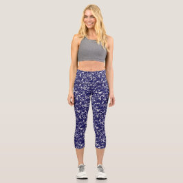 Abstrakte Navyblaue Caprihose Capri Leggings