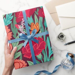 Abstrakte Nelken Schmetterlinge Geschenkpapier