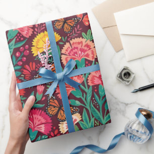 Abstrakte Nelken Schmetterlinge Geschenkpapier