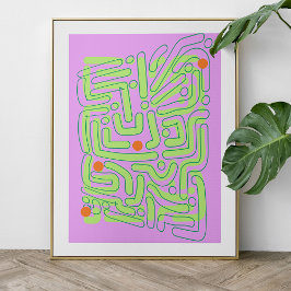 Abstrakte Neon Doodles Poster