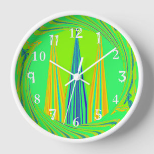 Abstrakte neon-gelbe und grüne geometrische Gestal Uhr