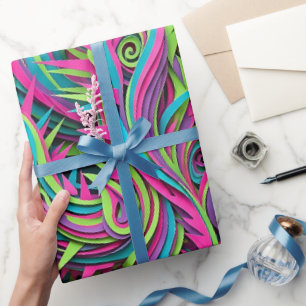 Abstrakte Neon-Kaktus-Wüsten-Geschenkpapier Geschenkpapier