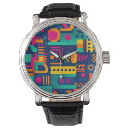 Abstrakte Neonfarben und geometrische bohemische F Armbanduhr