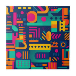 Abstrakte Neonfarben und geometrische bohemische F Fliese