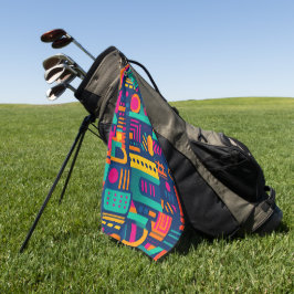 Abstrakte Neonfarben und geometrische bohemische F Golfhandtuch