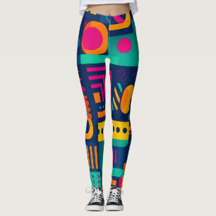 Abstrakte Neonfarben und geometrische bohemische F Leggings