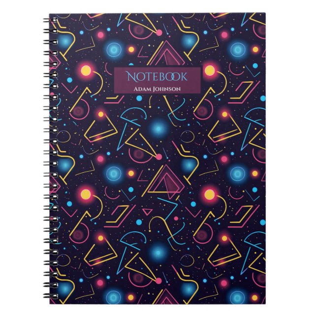 Abstrakte neongeometrische Formen Notizblock (Vorderseite)