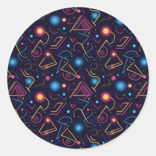Abstrakte neongeometrische Formen Runder Aufkleber