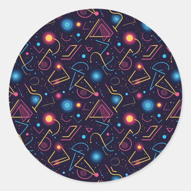 Abstrakte neongeometrische Formen Runder Aufkleber (Vorderseite)