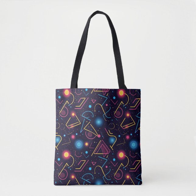 Abstrakte neongeometrische Formen Tasche (Vorderseite)
