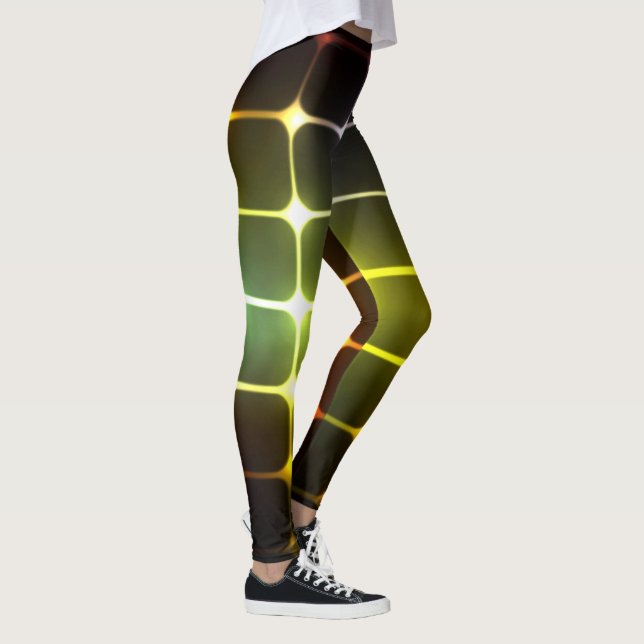Abstrakte Neonlichtgeometrie Leggings (Rechts)