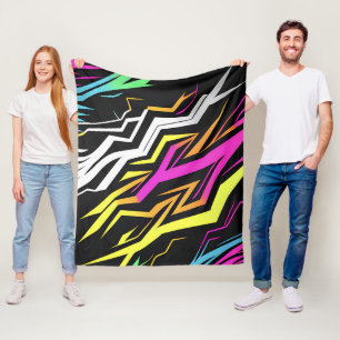 Abstrakte Neonstreifen Fleecedecke