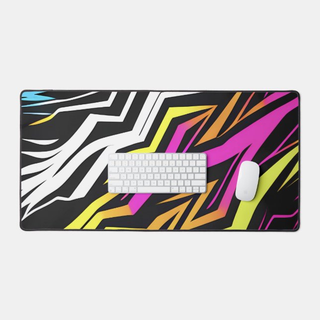 Abstrakte Neonstreifen Schreibtischunterlage (Tastatur & Maus)