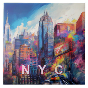 Abstrakte New Yorker Skyline Art Modern Fliese