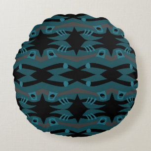 Abstrakte Noah's Ark Black Aquamarin Gray Rundes Kissen