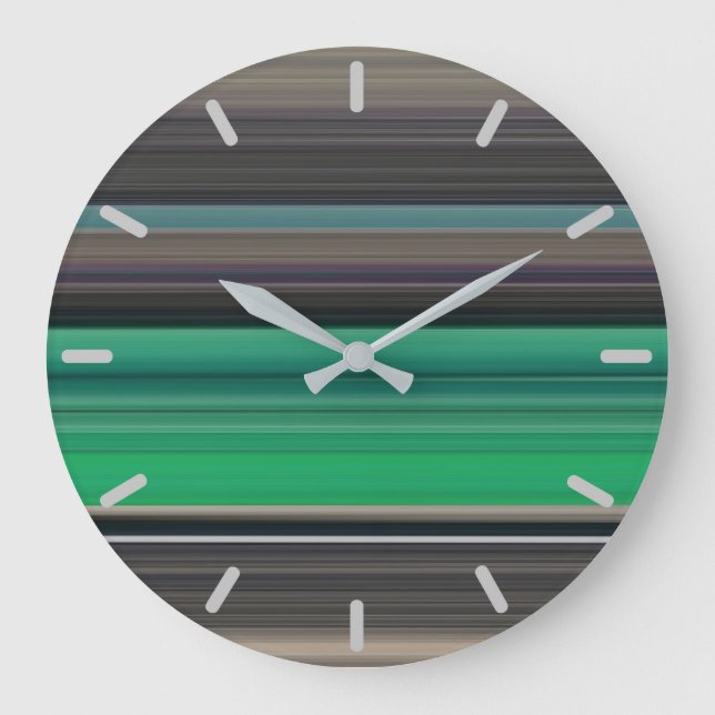 Abstrakte Nummer 1: grün und grau Große Wanduhr (Vorderseite)