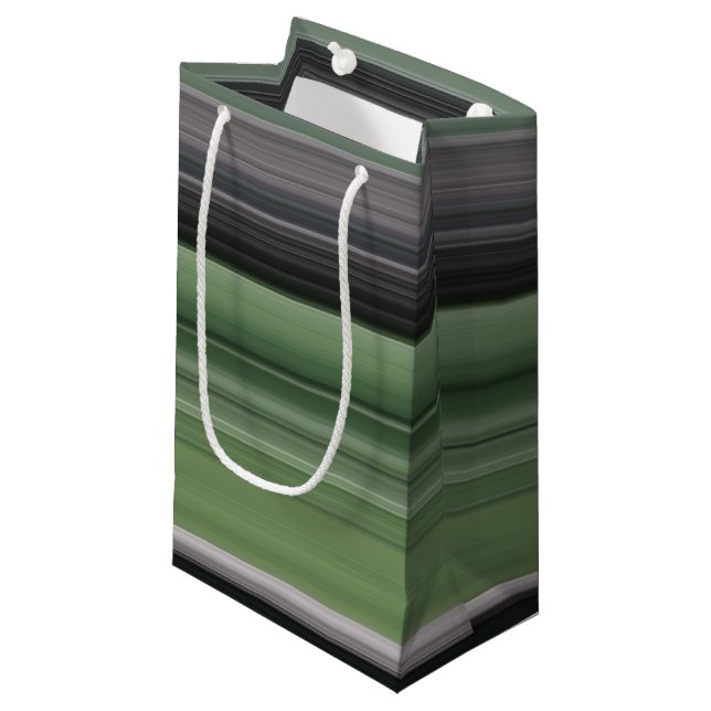 Abstrakte Nummer 1: Olive green und grau Kleine Geschenktüte (Vorderseite Schrägansicht)