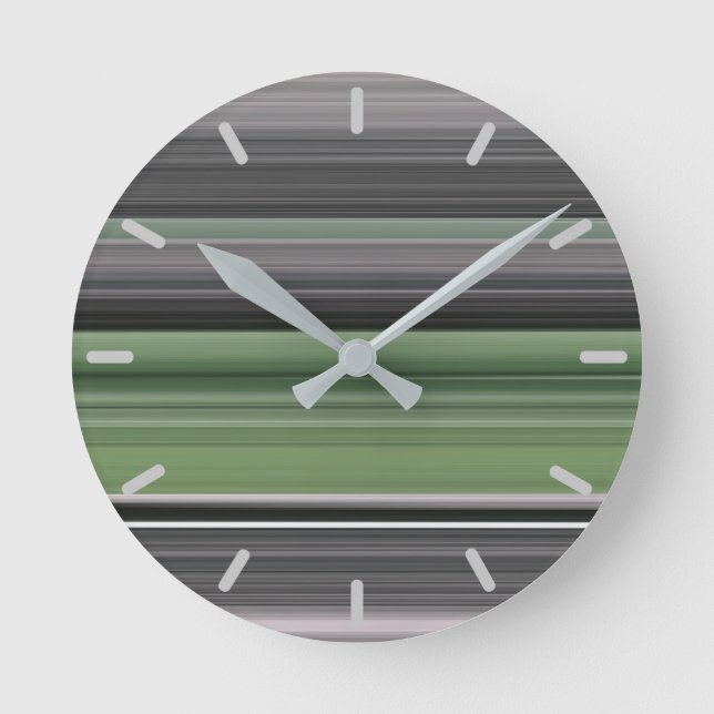 Abstrakte Nummer 1: Olivgrün und grau Runde Wanduhr (Vorderseite)