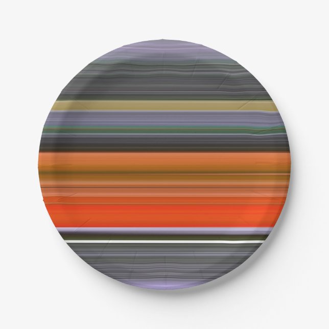 Abstrakte Nummer 1: Orange und Grau Pappteller (Vorderseite)