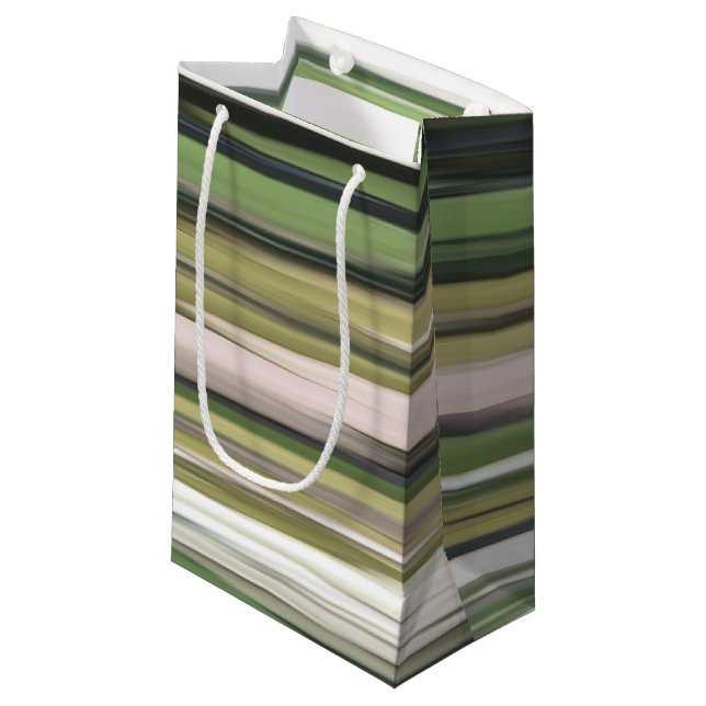 Abstrakte Nummer 2: Olive green verschwur Kleine Geschenktüte (Vorderseite Schrägansicht)