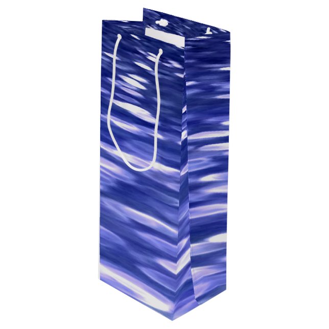 Abstrakte Nummer 3: Blauschimmer Geschenktüte Für Weinflaschen (Vorderseite Schrägansicht)