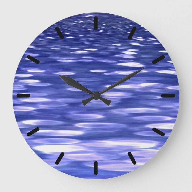 Abstrakte Nummer 3: Blauschimmer Große Wanduhr (Vorderseite)