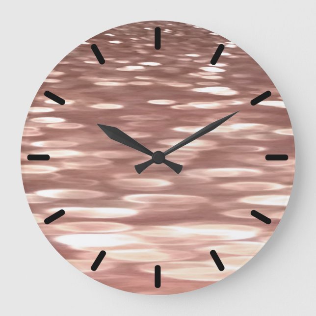 Abstrakte Nummer 3: Kupfer-Rose-Goldschimmer Große Wanduhr (Vorderseite)