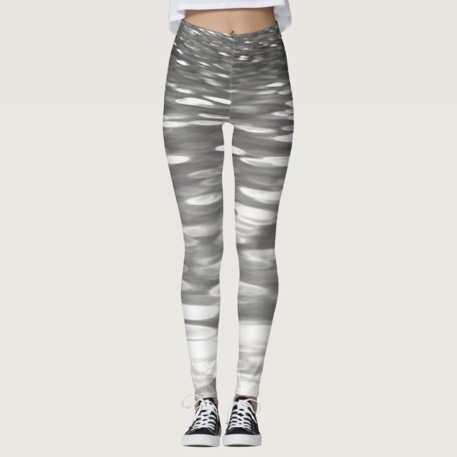 Abstrakte Nummer 3: Silbergrauer Schimmer Leggings (Vorderseite)