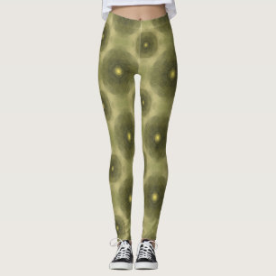Abstrakte Olive Green Blume Nahtloses Muster Leggings