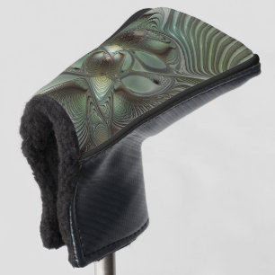 Abstrakte Olive-Sage-Grün-Graue Fraktal-Kunst-Fant Golf Headcover