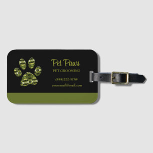 Abstrakte Olive Yellow Dog Paw Pet Pet Groomine Bu Gepäckanhänger
