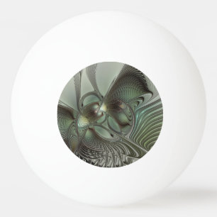 Abstrakte Oliven-Salbei-Grün-Grau-Fraktal-Kunst-Fa Tischtennisball