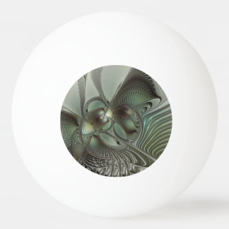 Abstrakte Oliven-Salbei-Grün-Grau-Fraktal-Kunst-Fa Tischtennisball