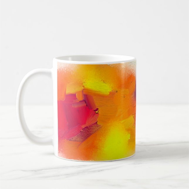 Abstrakte Ölmalerei auf Leinwand Textur.  Kaffeetasse (Links)