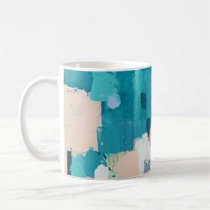 Abstrakte Ölmalerei, farbenfrohe Textur. Kaffeetasse