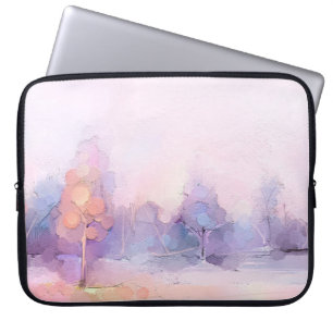 Abstrakte Ölmalerei Winterwaldlandschaft. Sem Laptopschutzhülle